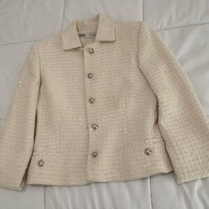 Zara Cream Textured Jacket